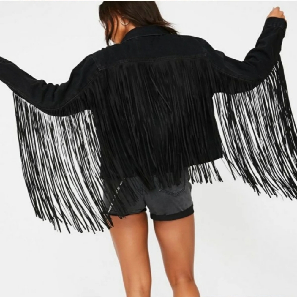 Levi's Ex Boyfriend Fringe  Denim Jacket size M